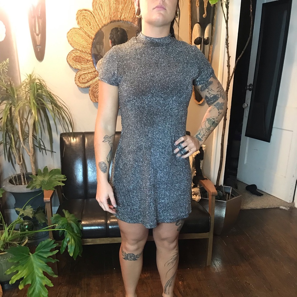 Forever 21 L a-line silver sparkle dress